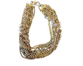 Vintage NOS Signed Sugar NY Twisted Faux Crystal Full Collar Necklace (A2760)