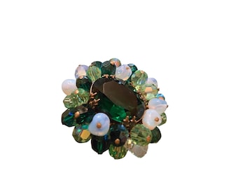 Rare 30s/40s French Hand-Wired Art Glass Cluster Brooch attributed to Rousealaut