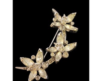 Vintage Signed Eisenberg Rhinestone Flower Brooch (A5699)
