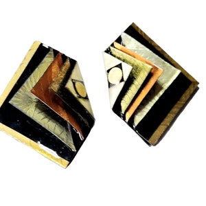 Vintage 80s Artisan 3-Dimensional Paper Pierced Earrings (A400)