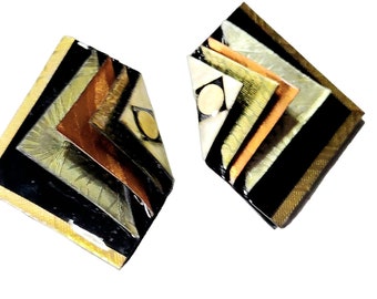 Vintage 80s Artisan 3-Dimensional Paper Pierced Earrings (A400)