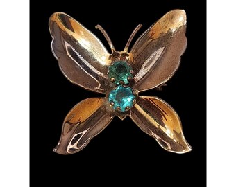 Vintage Pinkish Gold Tone Butterfly Brooch (A4469)