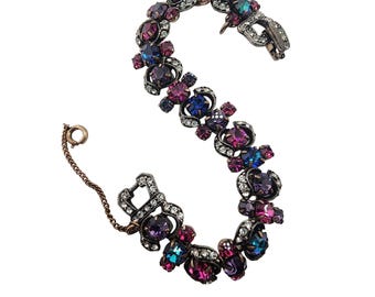 Vintage Signed Weiss Older Rhinestone Bracelet (A3834)