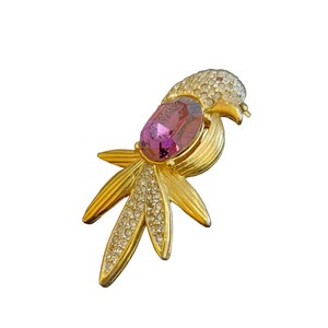 80s Vintage Glass Parrot Brooch (A2549)