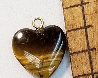 Vintage tiger eye semi precious heart charm