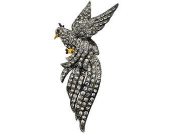 Beautiful Older Pot Metal Paste Dimensional Bird Brooch (A8591)