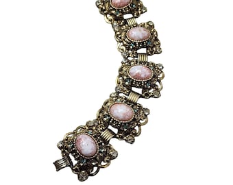 Vintage Mottled Glass Confetti Cab Bracelet (A2550)