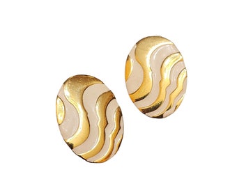 Vintage Signed Givenchy Zebra Clip Earrings (A4460)