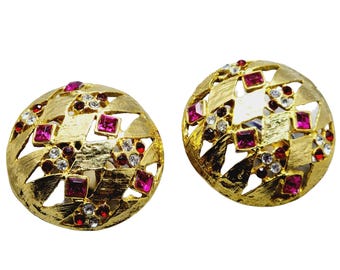Vintage Huge MCM Domed Clip On Earrings (A1539)