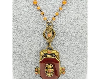 Signed Czechoslovakia Neiger Pendant Necklace (A282)