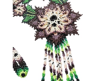 Vintage Hand Beaded Exceptional Flower Necklace (A1392)