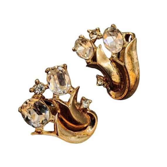 Boucles D'oreilles Clips VINTAGE Signées TRIFARI - Métal Doré - Occasion - Marque Collector
