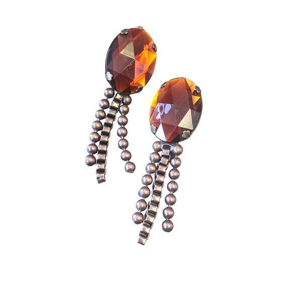Vintage 80s Acrylic Copper Chain Clip Earrings (A2999) - Etsy