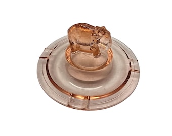 Antique Greensburg Glass Elephant Pink Depression Glass Ashtray (A6942)