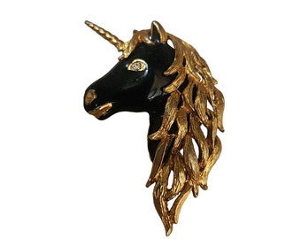 Vintage Enameled Designer Quality Unicorn Brooch (A4400)
