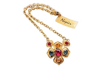Vintage Napier Jewel Tone Pendant Necklace New With Original Tag (A2440)