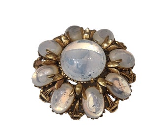 Vintage Florenza Moon Stone Raised Brooch (A4076)