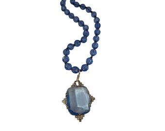Art deco Convertible Multi-Faceted Leaded Crystal Necklace (A5806)