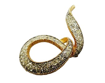Vintage Jomaz Signed Rhinestone Encrusted Free Form Brooch (A1177)