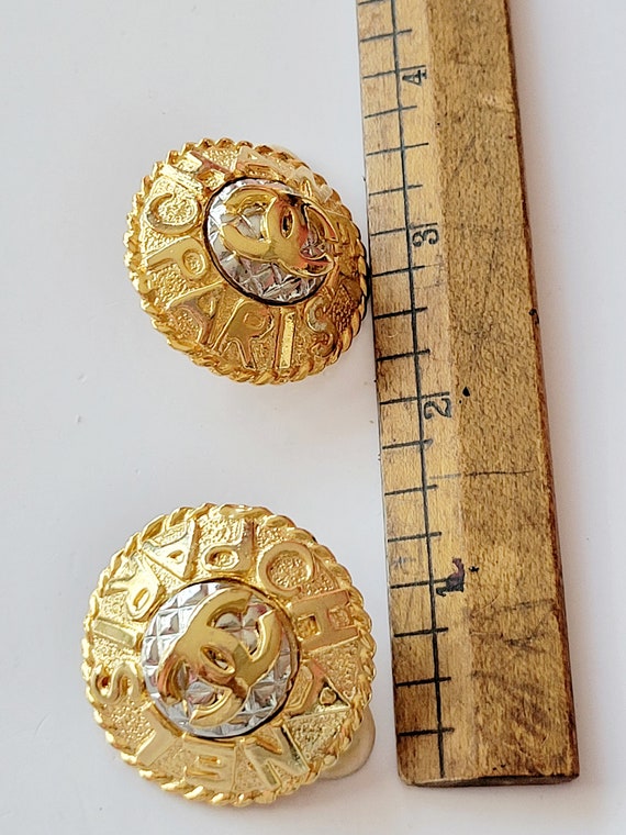 CHANELワイン2本組み Exceptional Huge Chanel Paris 2-tone 80's Earring - Etsy