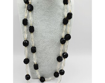 Vintage Art Deco Rock Crystal Hand Knotted Necklace (A291)