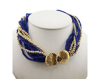 RESERVED! Vintage 80s Resin Beaded Multi Strand Necklace (A3848)