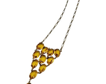 Vintage Art Deco Riviere Glass Necklace (A2652)