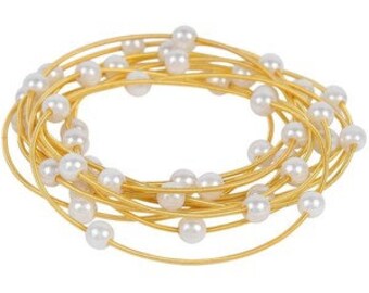 Sugar NY Bee Charming piano wire bracelets with pearl