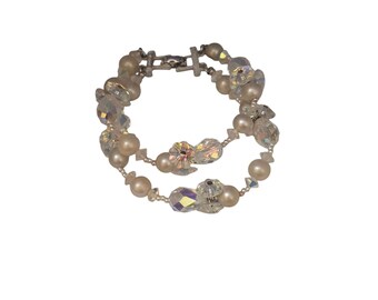 Vendome Pearl Crystal And Rivoli Double Strand Bracelet (A4517)