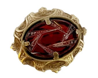 Amazing Victorian Revival Molded Glass Brooch (A4989)