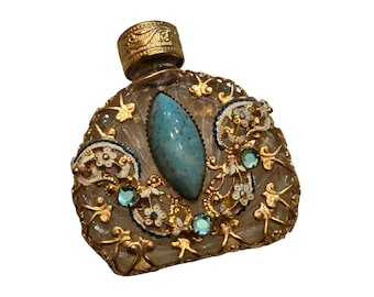 Vintage Czech Glass Decorative Perfume Bottle (A9746)