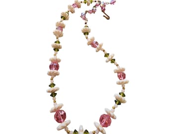 Vintage Molded Glass and Crystal Necklace (A1488)