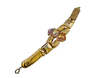 Vintage Zoe Coste Hard To Find 80s Rhinestone Heart Bracelet (A9096)