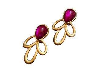 Vintage Acrylic Cabochon Clip Earrings (A2804)