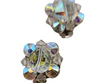 Vintage Unique Center Crystal Clip Earrings (A8027)