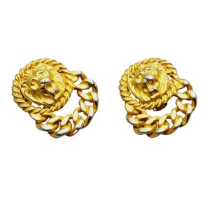 Vintage 80s Chain Door Knocker Earrings (A1380)