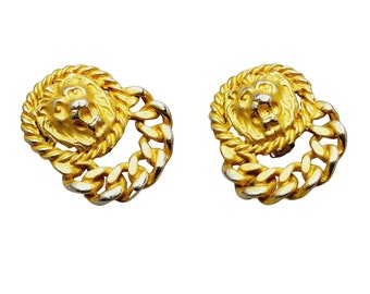 Vintage 80s Chain Door Knocker Earrings (A1380)