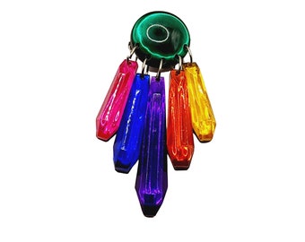 Vintage 80s Acrylic Dangle Brooch (A551)