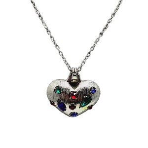 Collar colgante de corazón abovedado de color Moghul vintage (A876)