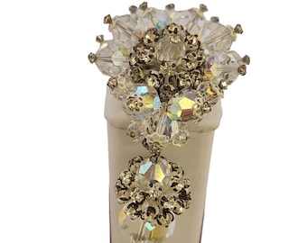 Vintage Signed Vendome Crystal Rhinestone Dangling Brooch (A3554)