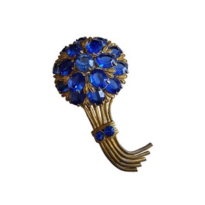 Early Estate Huge Glass Flower Brooch (A1505)
