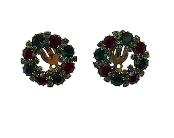 Vintage Signed Weiss Wreath Clip On Earrings (A7115)