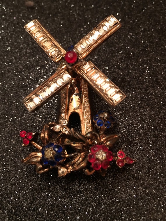Rare sterling corocraft moveable windmill pin