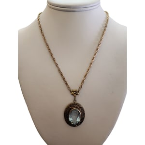 Collar con colgante de cristal facetado con ajuste floral elegante y hermoso vintage (A3716)