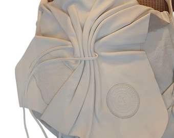 Vintage 1980s White Leather Carlos Falchi Butterfly Shoulder Bag