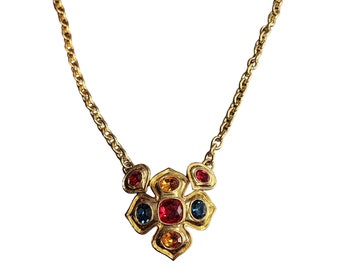 Vintage Signed Napier Jeweled Pendant Necklace (A3818)