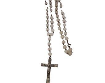 Vintage Glass Rosary Necklace (A6326)
