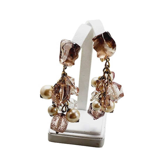 boucles d’oreilles en perles de lucite vintage avec perles de