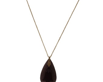 Vintage Art Deco Molded Intaglio Purple Glass Pendant with Bale on GF Chain