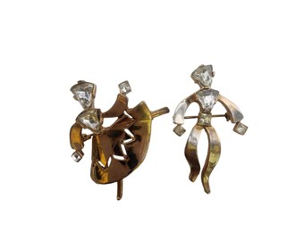 Dancing Couple Rhinestone Brooches (A486)